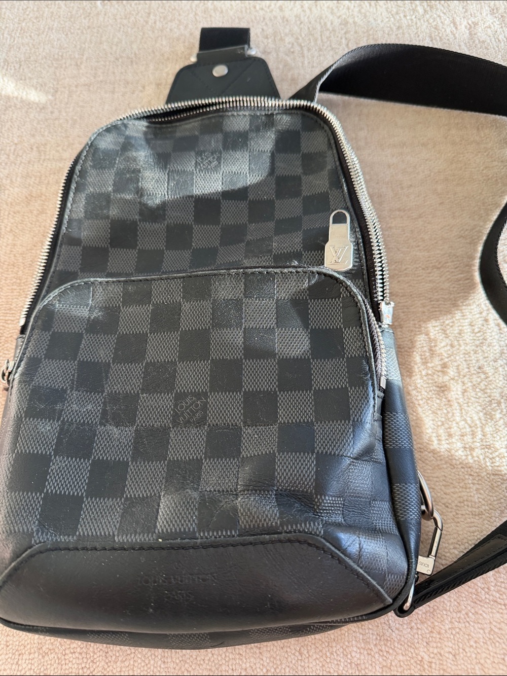 Louis Vuitton Damier Graphite Sling Bag in Black